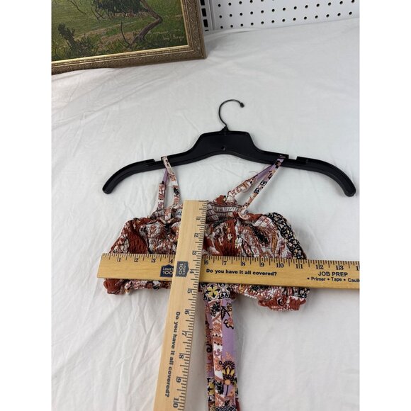 Almost Famous Floral Smocked Tie-Front Crop Top L Boho Summer Lightweight - Picture 5 of 5